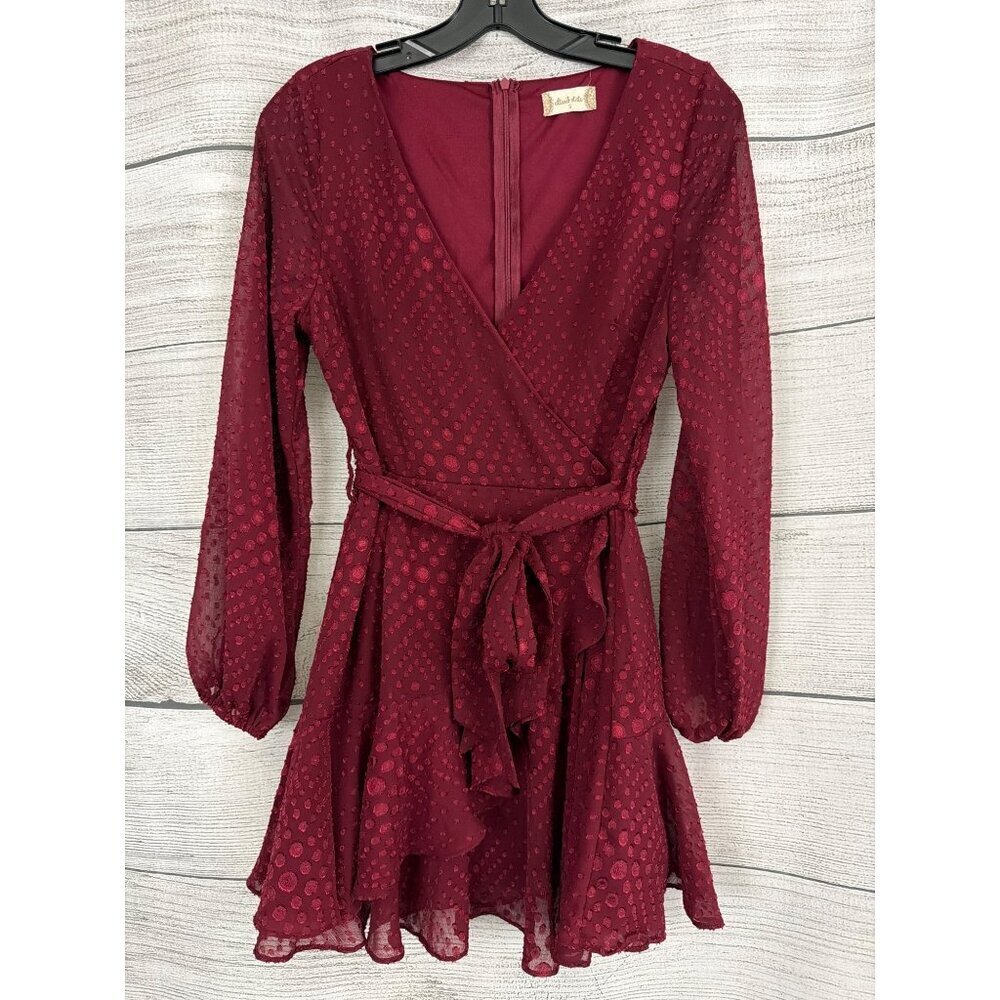 Altard State Sabine Ruffle Trim Mini Faux Wrap Dress Size S